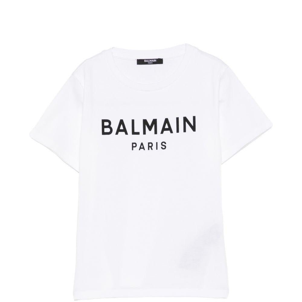 T-shirt per bambino Balmain Kids bianca con logo sul davanti - Rubino Kids