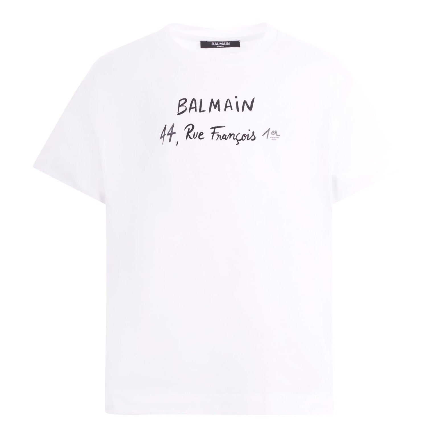 T-shirt per bambino Balmain Kids bianca con logo sul davanti - Rubino Kids