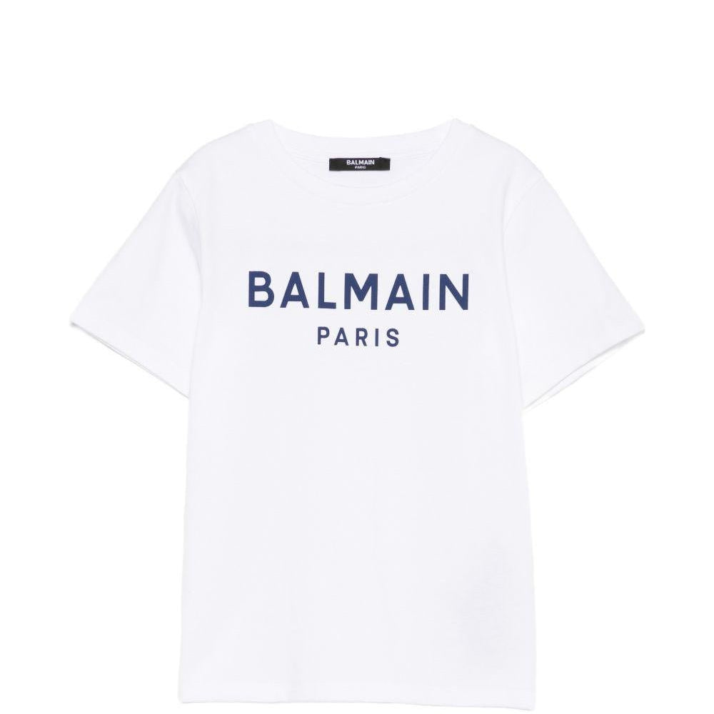 T-shirt per bambino Balmain Kids bianca con logo sul davanti - Rubino Kids