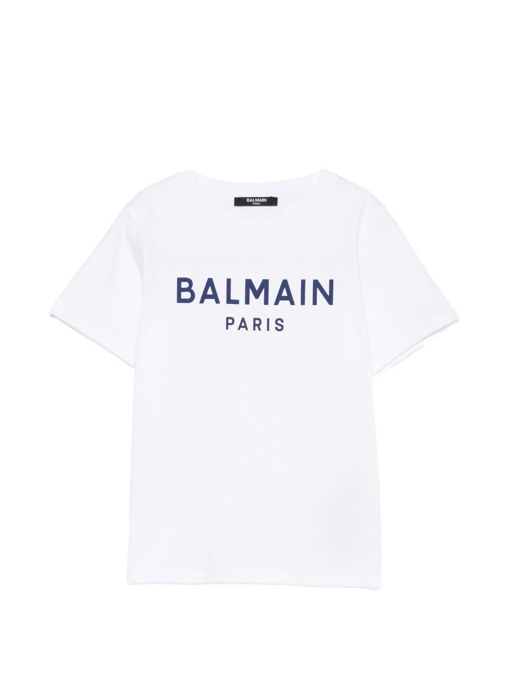 T-shirt per bambino Balmain Kids bianca con logo sul davanti - Rubino Kids
