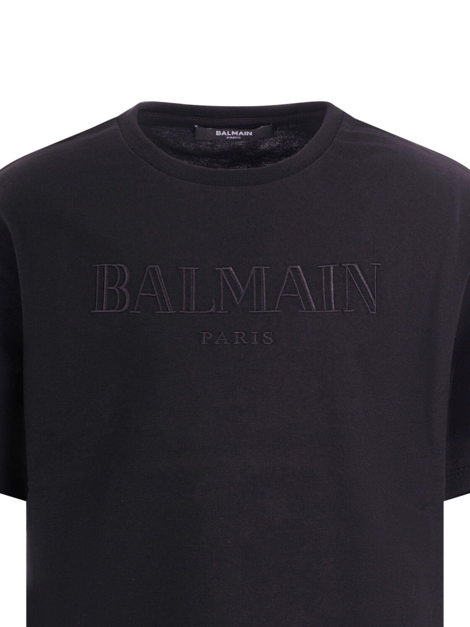 T-shirt per bambino Balmain Kids nera con logo sul davanti - Rubino Kids