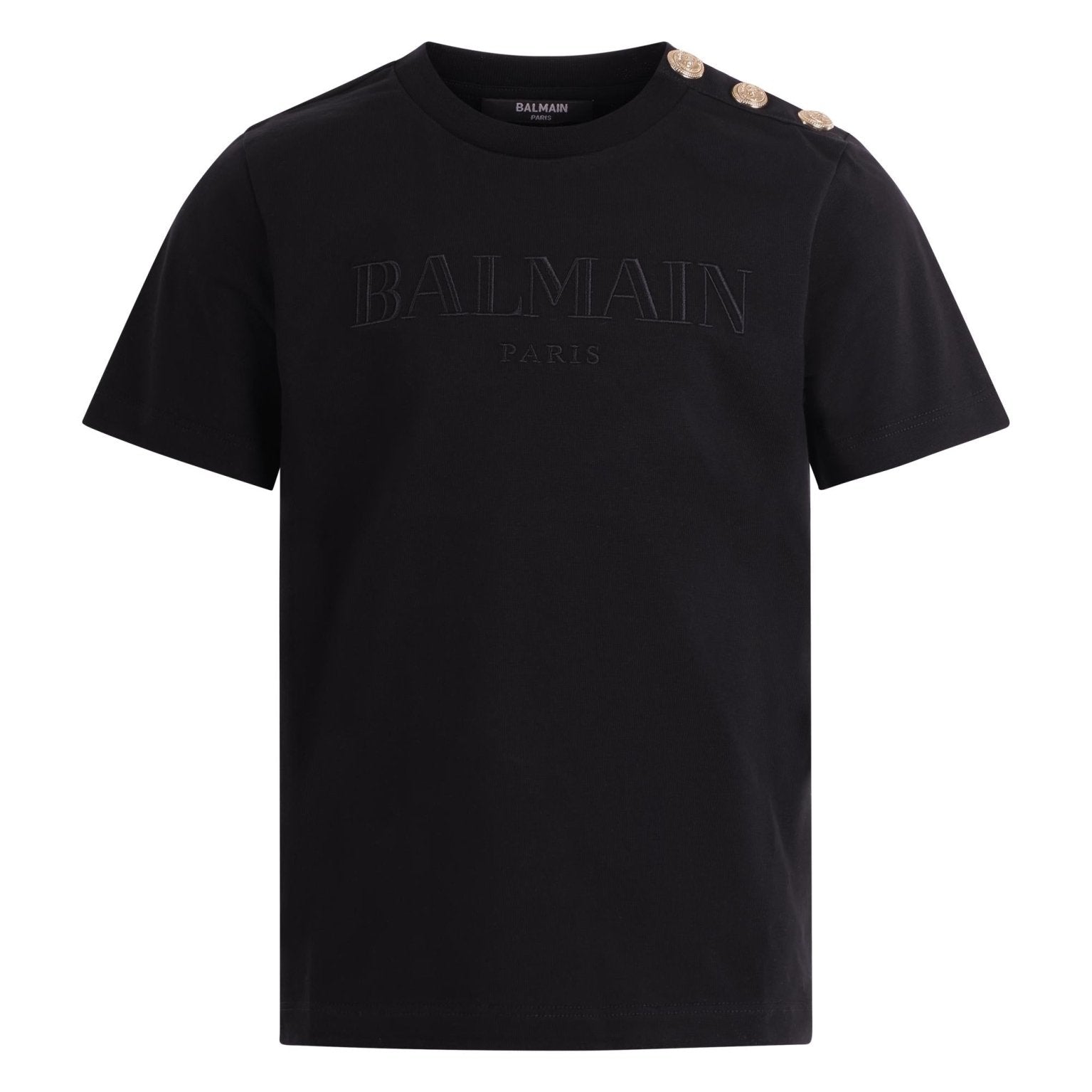 T-shirt per bambino Balmain Kids nera con logo sul davanti - Rubino Kids