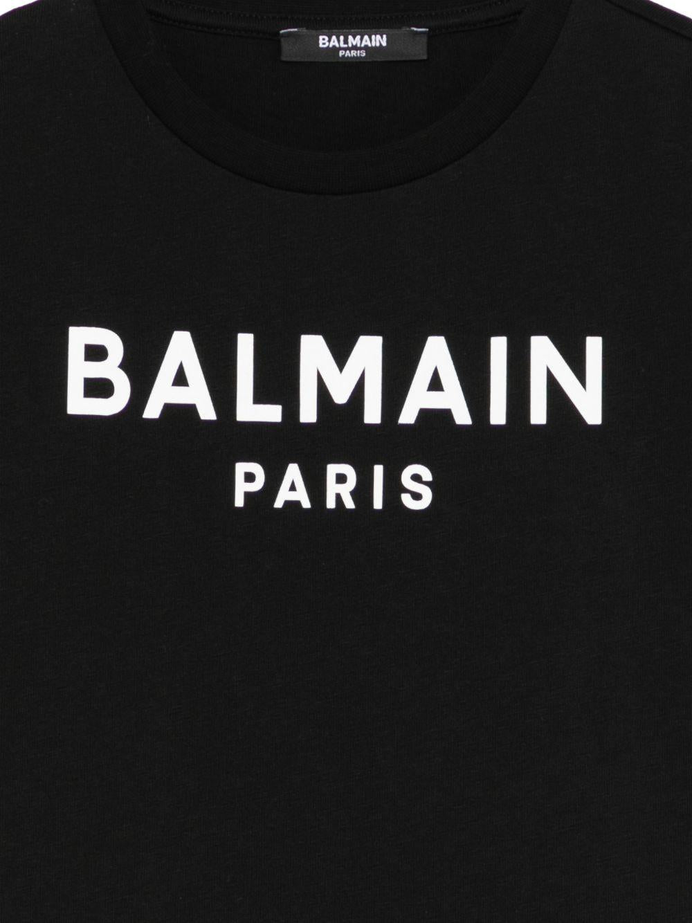 T-shirt per bambino Balmain Kids nera con logo sul davanti - Rubino Kids