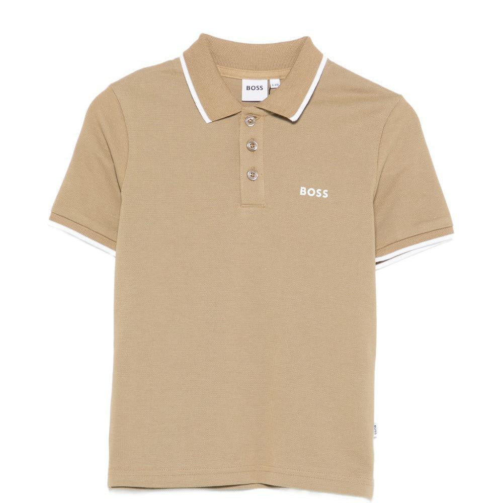 T-shirt per bambino Boss Kids beige con colletto stile polo - Rubino Kids