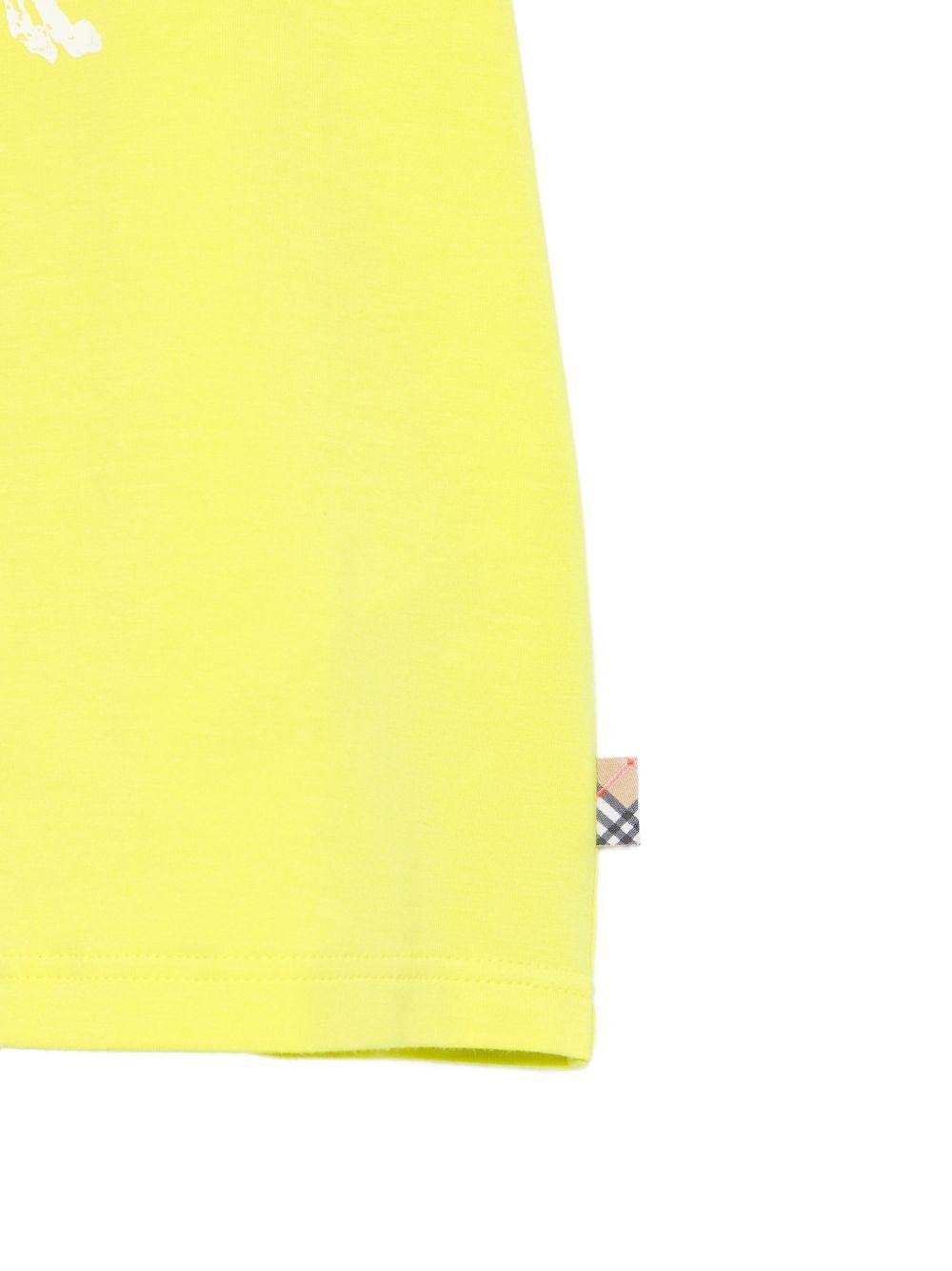 T-shirt per bambino Burberry Kids gialla con stampa con logo sul davanti - Rubino Kids