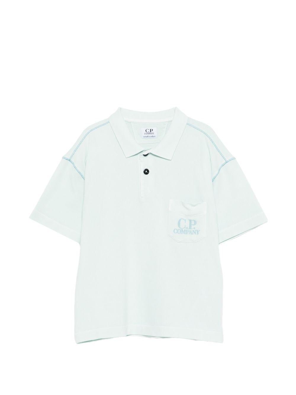 T-shirt per bambino C.P. Company Kids azzurro con colletto stile polo - Rubino Kids