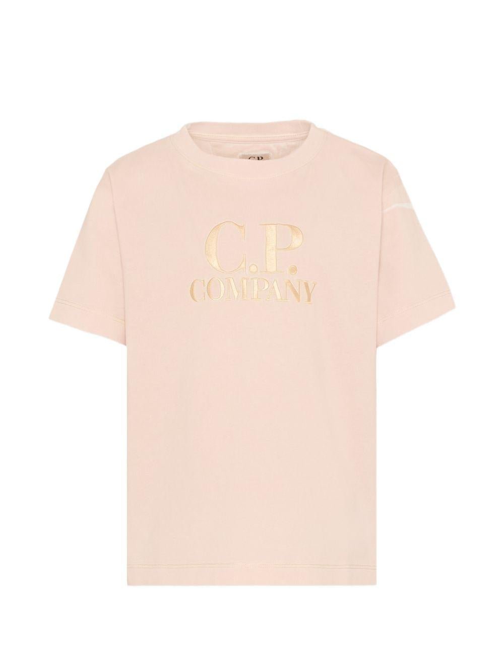 T-shirt per bambino C.P. Company Kids beige con logo sul davanti - Rubino Kids