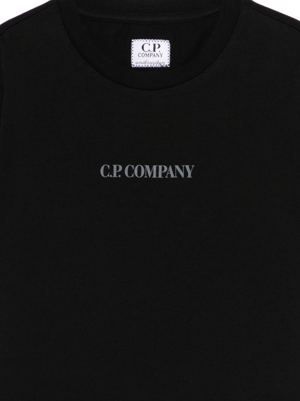 T-shirt per bambino C.P. Company Kids nera con logo sul davanti - Rubino Kids