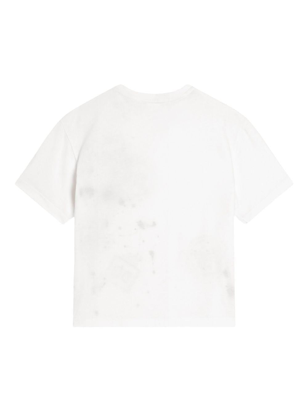 T-shirt per bambino Dolce & Gabbana Kids bianca con stampa grafica con logo - Rubino Kids