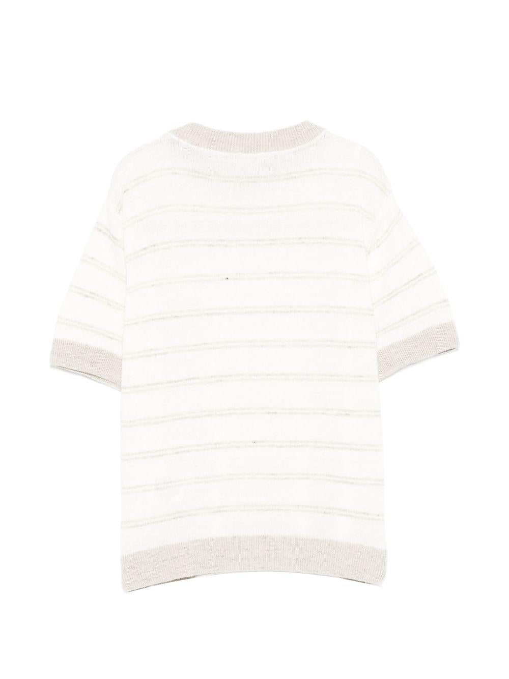 T-shirt per bambino Eleventy Kids beige con design a righe - Rubino Kids