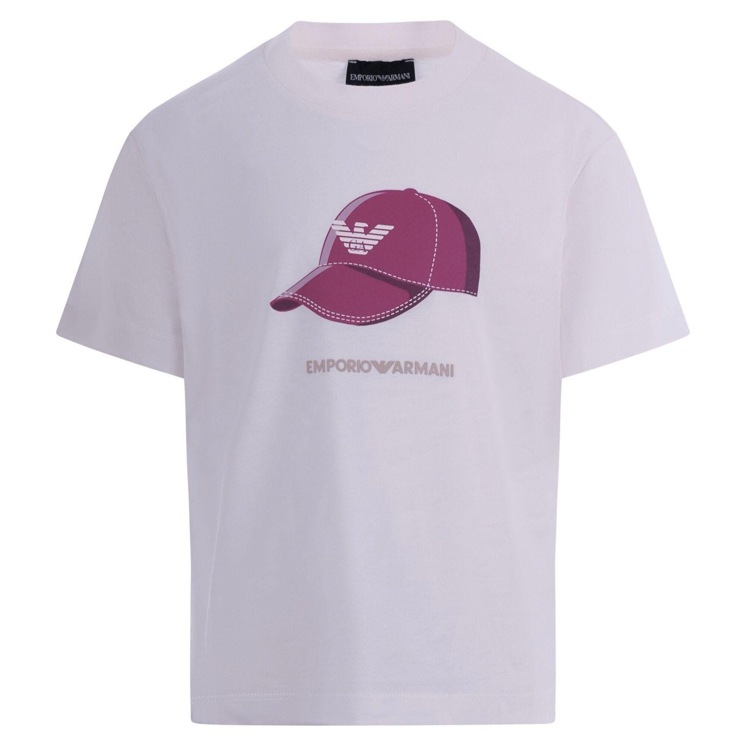 T-shirt per bambino Emporio Armani Kids bianca con stampa grafica sul davanti - Rubino Kids