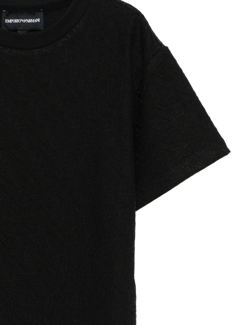 T-shirt per bambino Emporio Armani Kids blu con logo all - over - Rubino Kids