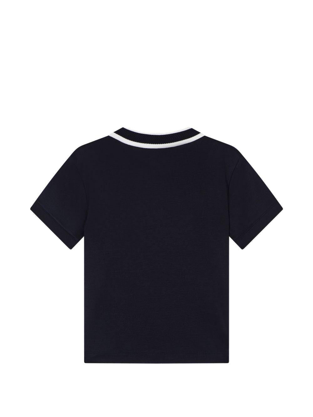 T-shirt per bambino Emporio Armani Kids blu con logo sul davanti - Rubino Kids