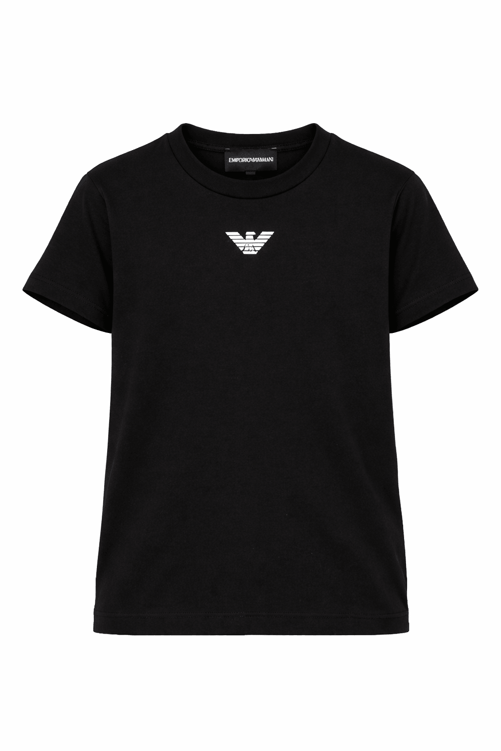 T-shirt per bambino Emporio Armani Kids nera con logo sul davanti - Rubino Kids
