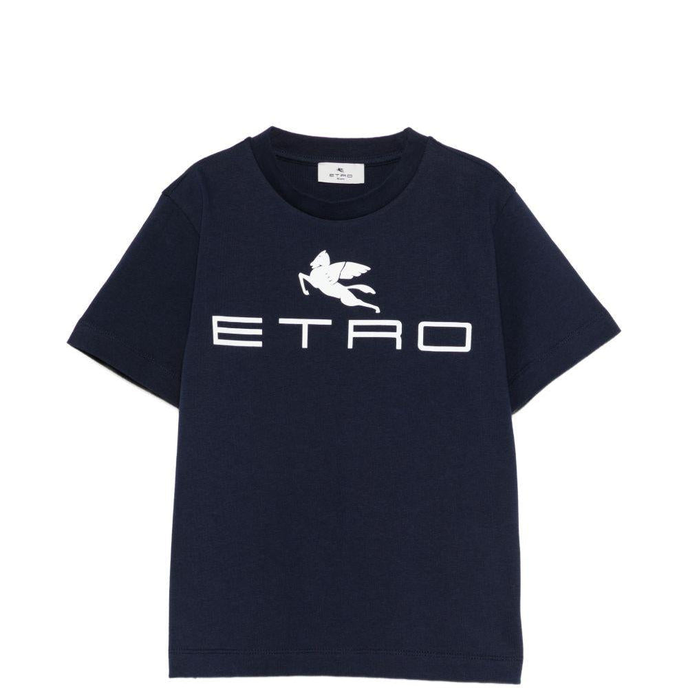T-shirt per bambino Etro Kids blu navy con dettaglio logo - Rubino Kids