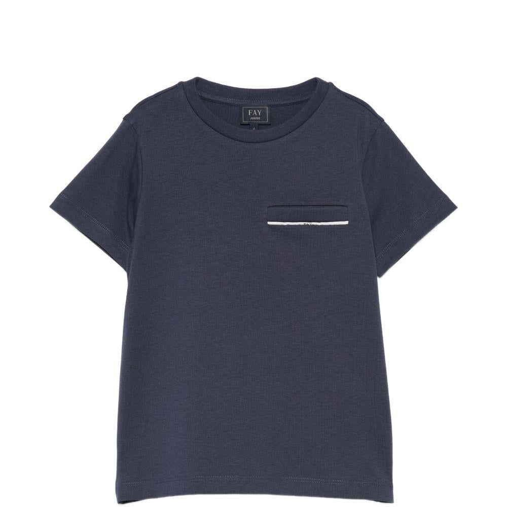 T-shirt per bambino Fay Kids blu con taschino sul petto - Rubino Kids