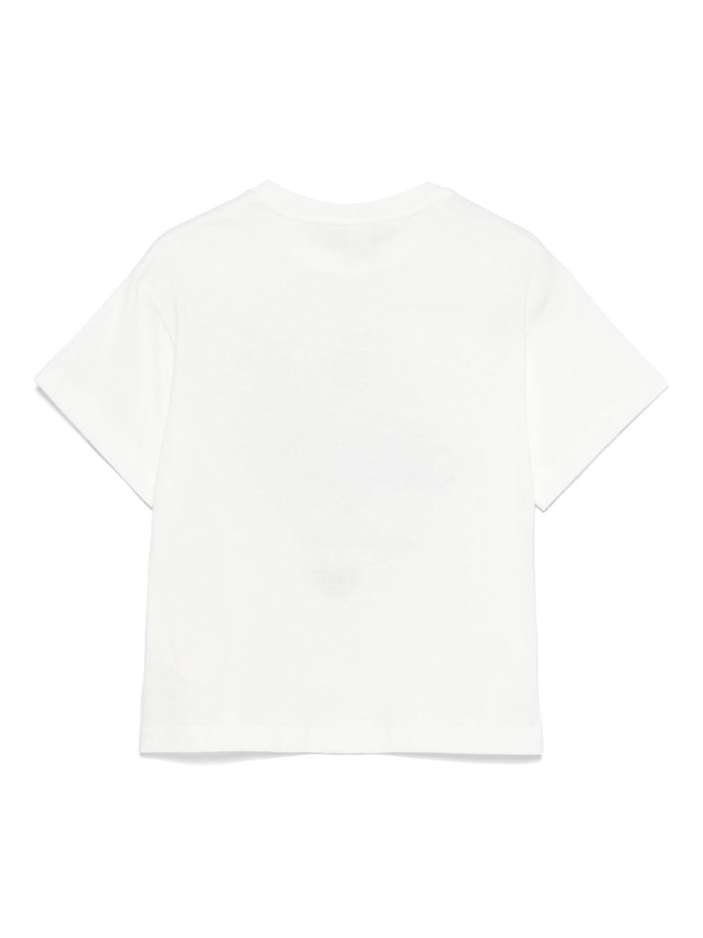 T-shirt per bambino Fendi Kids bianco con stampa grafica - Rubino Kids
