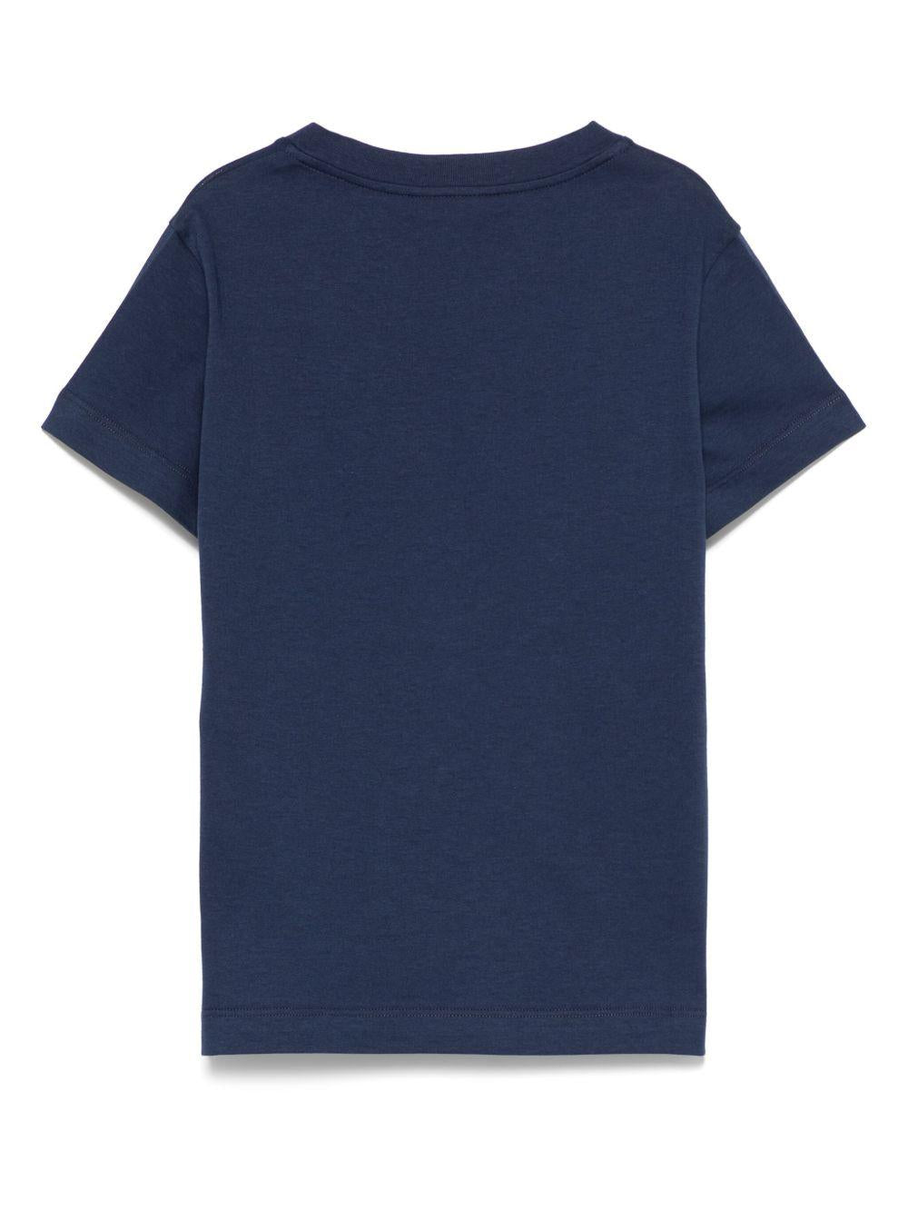 T-shirt per bambino Fendi Kids blu con logo decorato a fiori - Rubino Kids