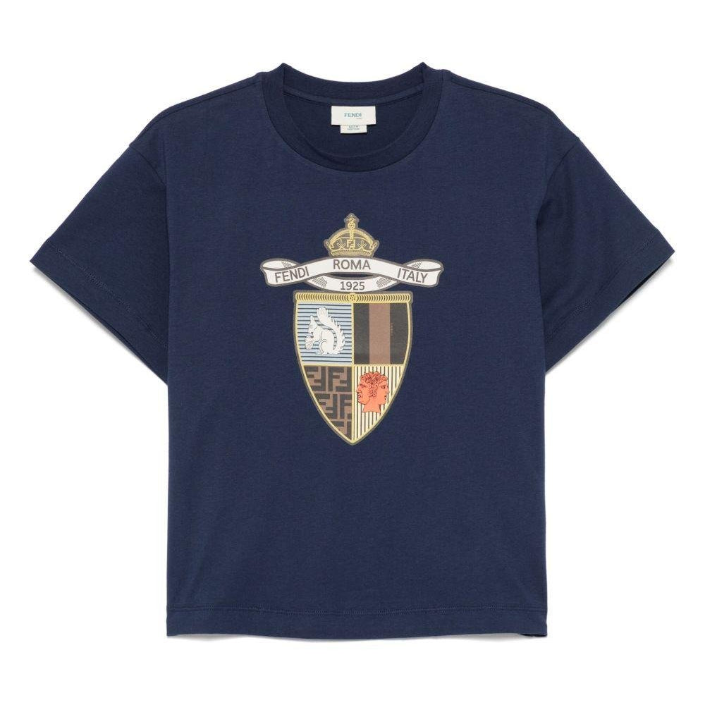 T-shirt per bambino Fendi Kids blu con stampa - Rubino Kids