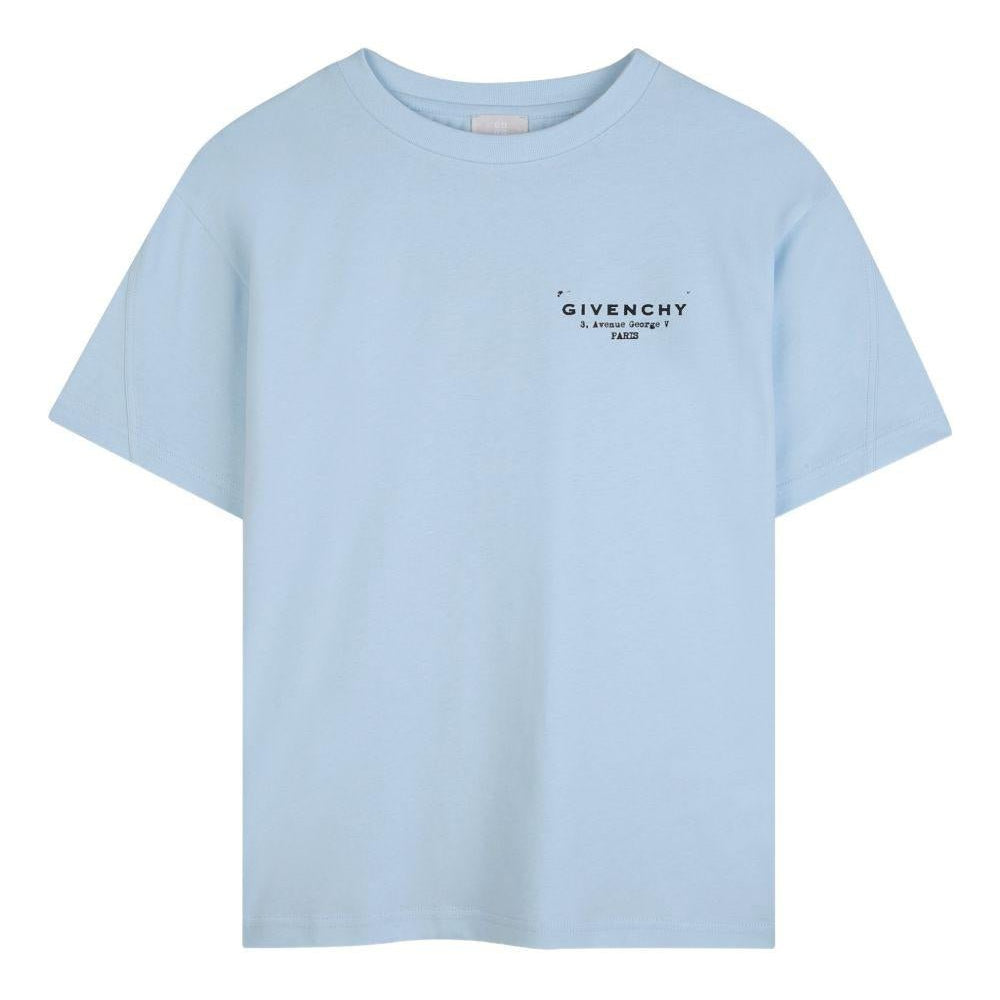 T-shirt per bambino Givenchy Kids azzurra con logo sul davanti - Rubino Kids