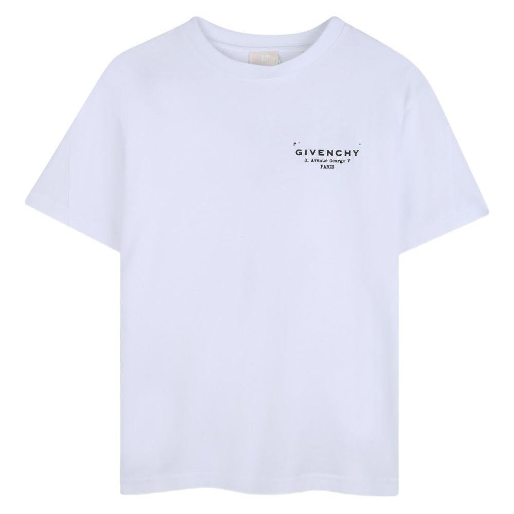 T-shirt per bambino Givenchy Kids bianca con stampa logo sul davanti - Rubino Kids