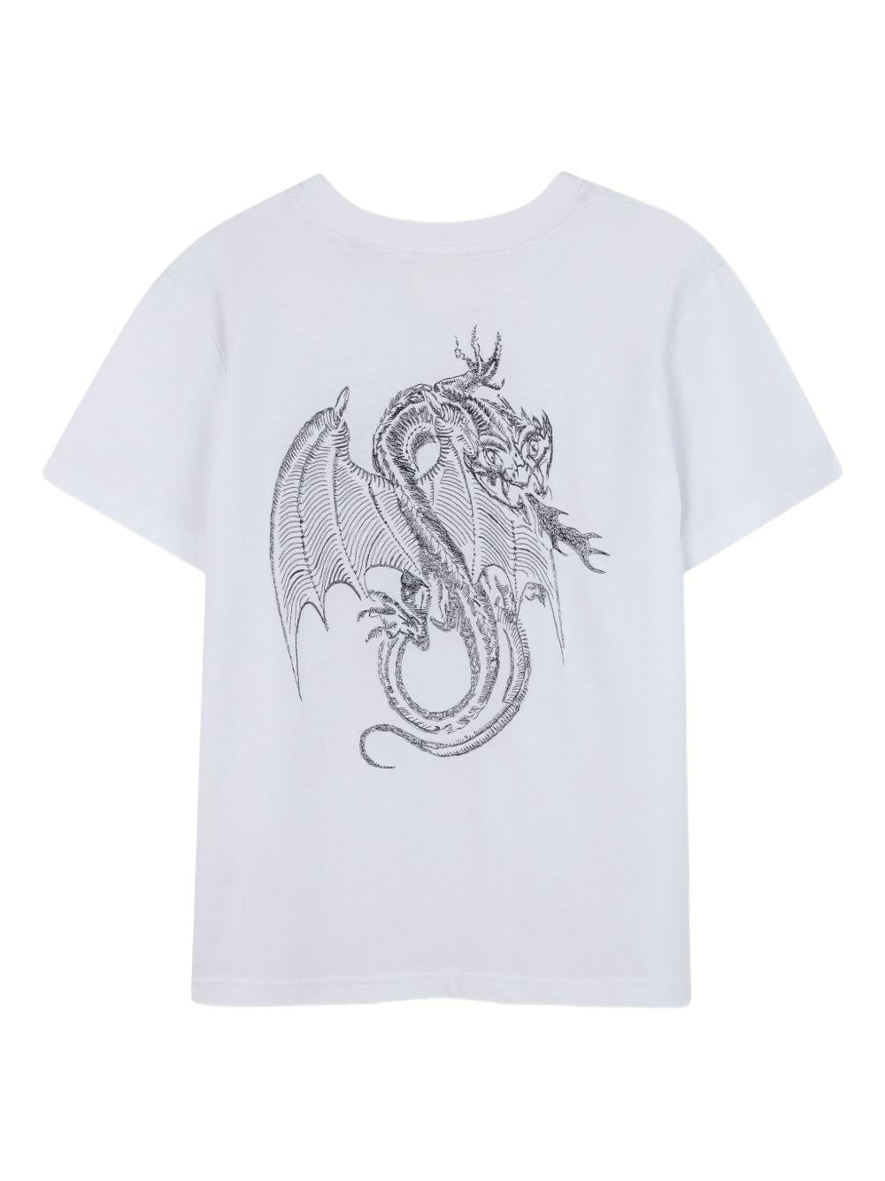 T-shirt per bambino Givenchy Kids bianco con stampa drago - Rubino Kids