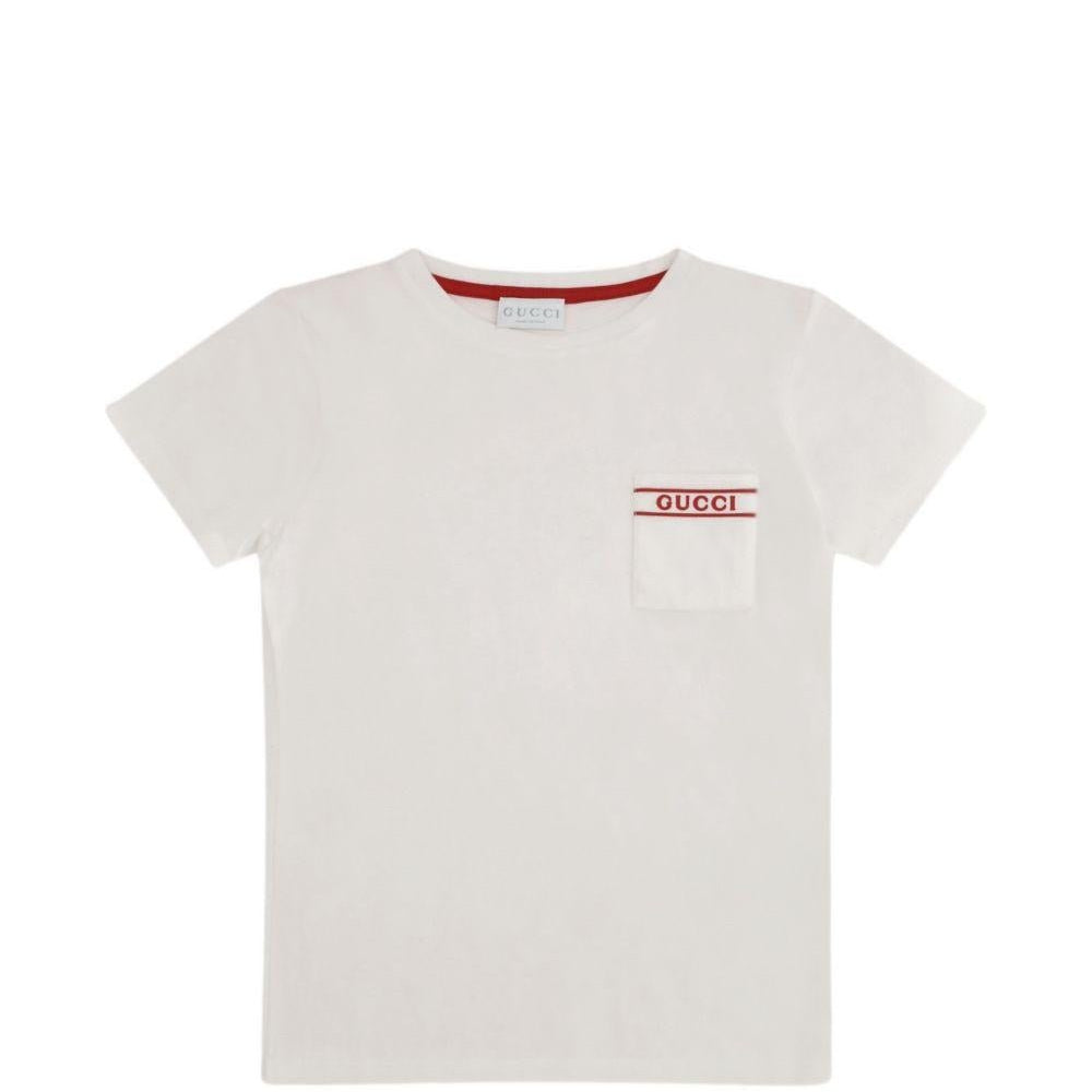 T-shirt per bambino Gucci Kids bianca con stampa logo - Rubino Kids