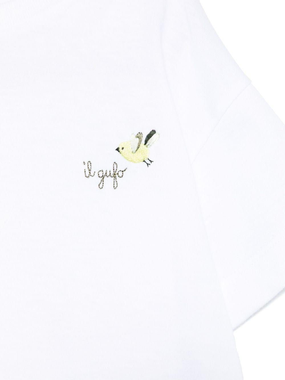 T-shirt per bambino Il Gufo bianco con ricamo con logo - Rubino Kids