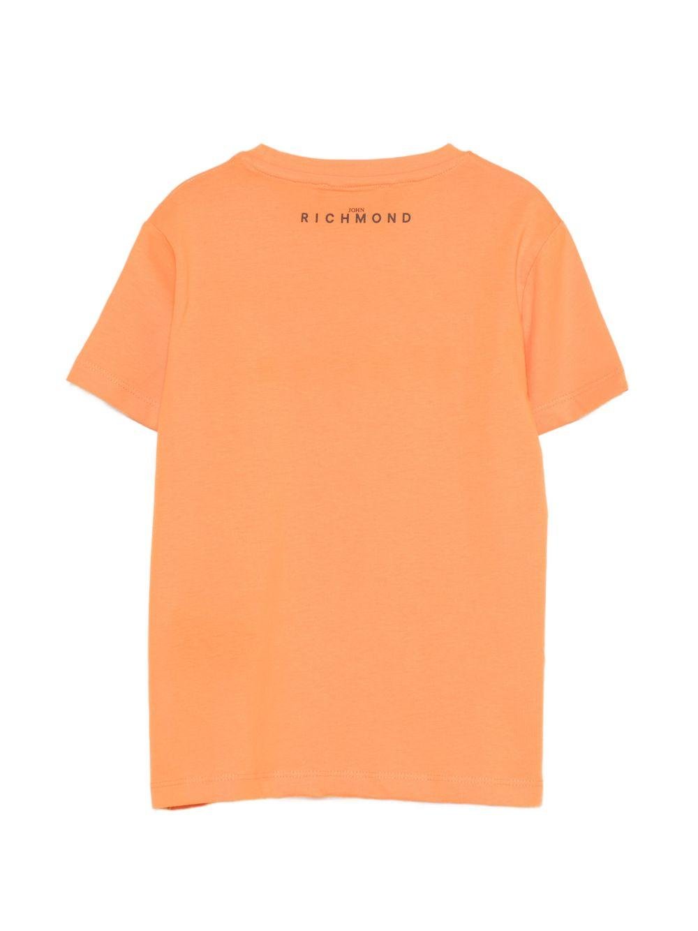 T-shirt per bambino John Richmond Junior arancione con logo sul davanti - Rubino Kids