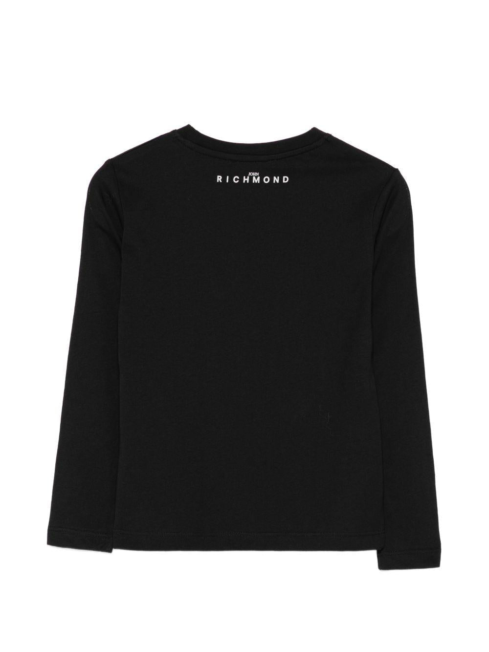 T-shirt per bambino John Richmond Junior nera con logo sul davanti - Rubino Kids