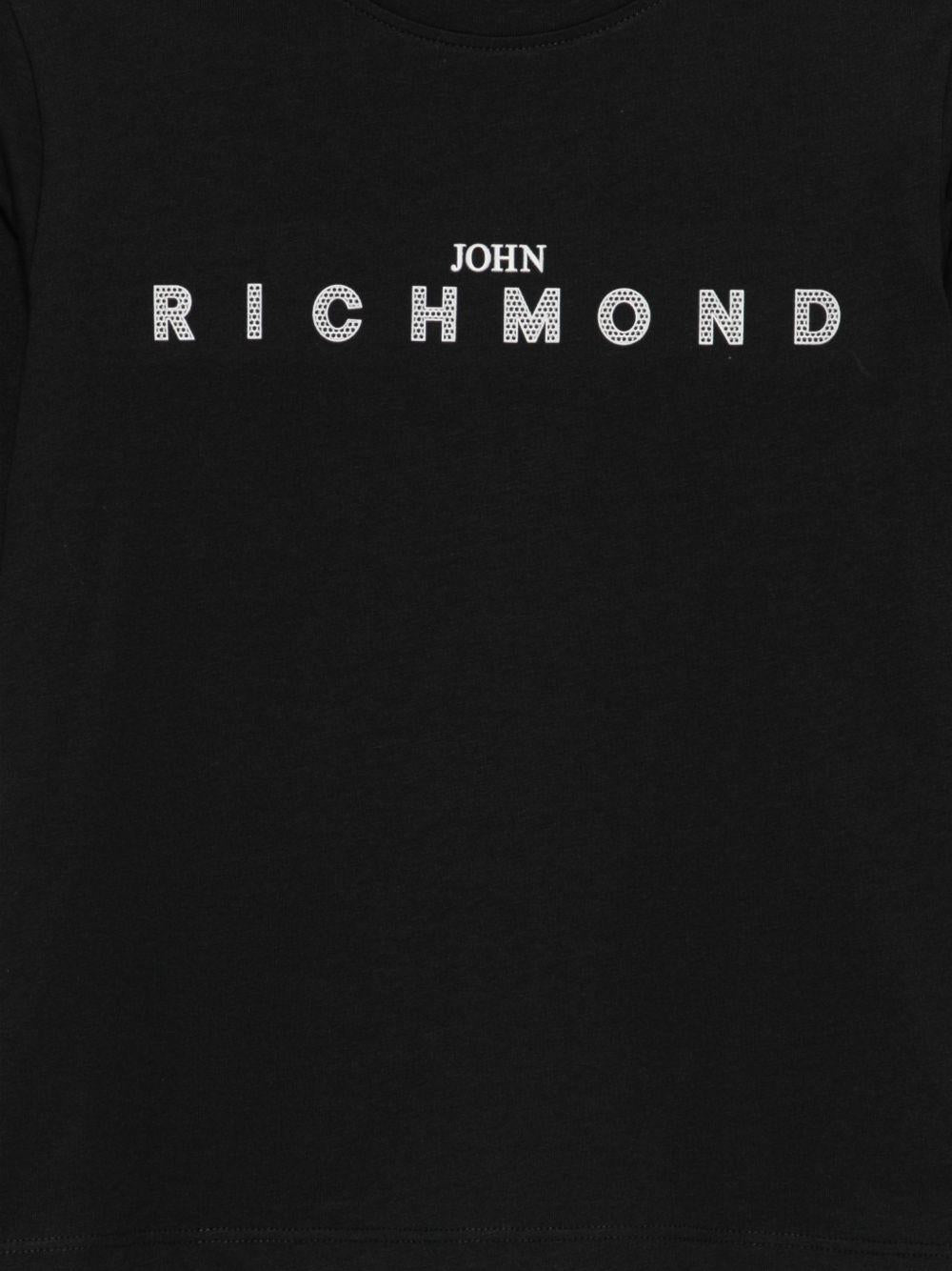T-shirt per bambino John Richmond Junior nera con logo sul davanti - Rubino Kids