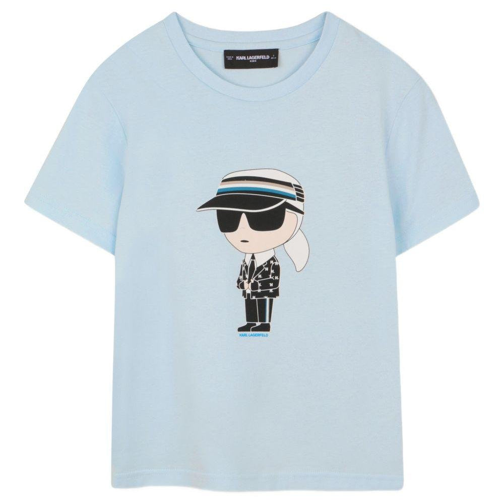 T-shirt per bambino Karl Lagerfeld Kids azzurra con stampa grafica - Rubino Kids