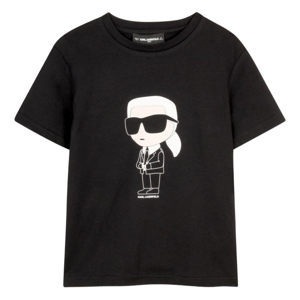 T-shirt per bambino Karl Lagerfeld Kids nera con stampa grafica - Rubino Kids
