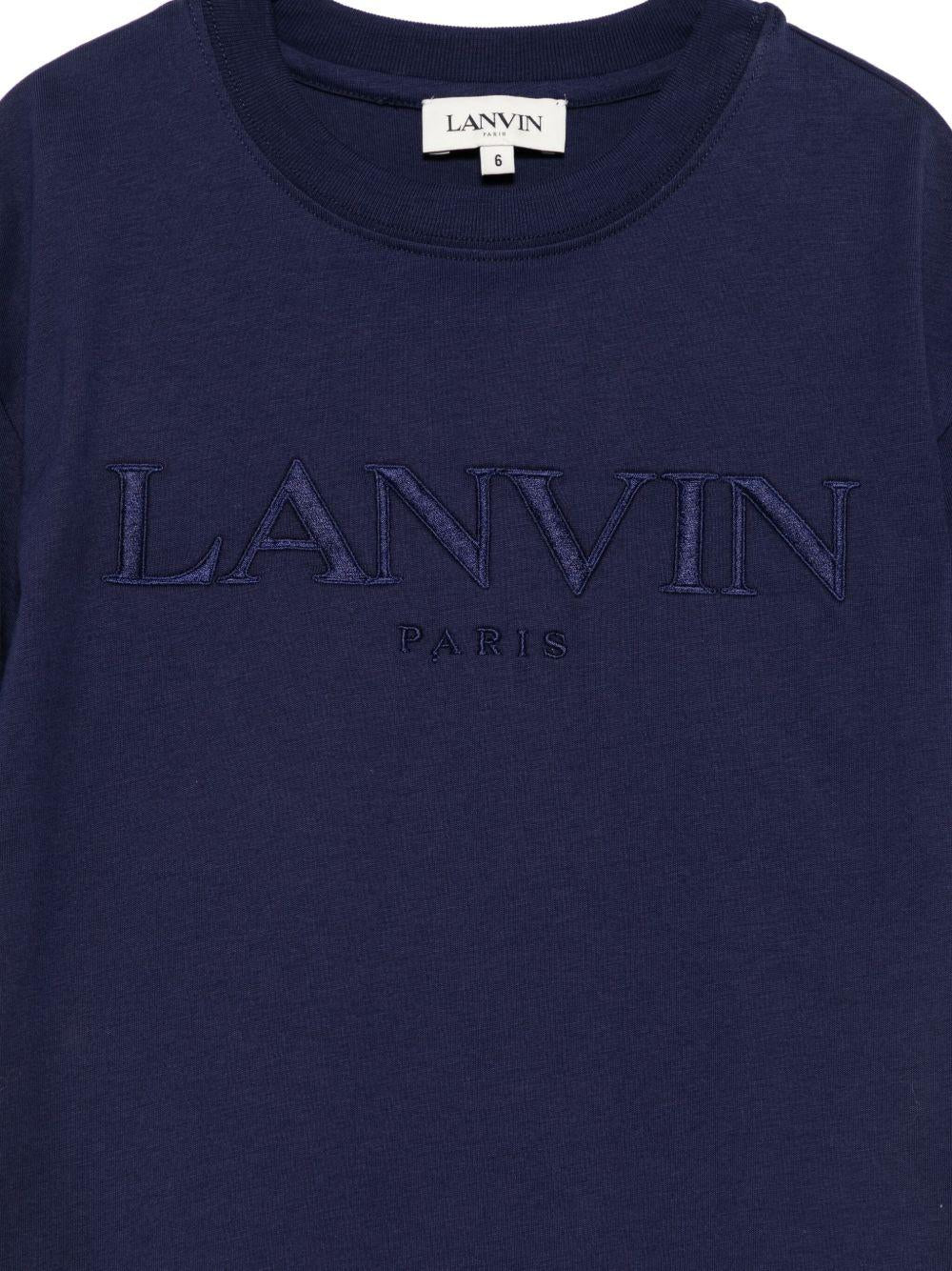 T-shirt per bambino Lanvin Enfant blu con logo sul davanti - Rubino Kids