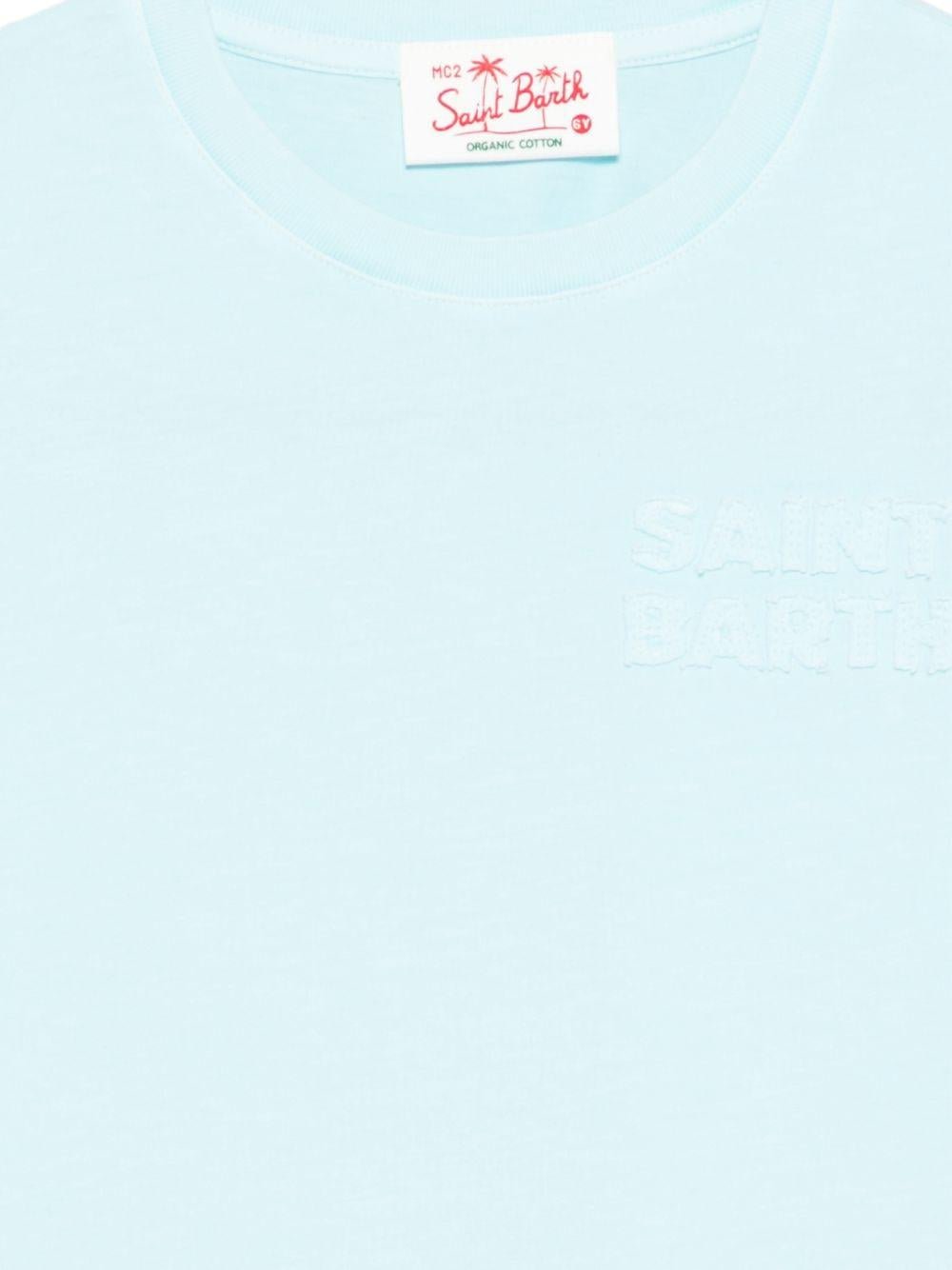 T-shirt per bambino MC2 Saint Barth Kids azzurra con logo goffrato - Rubino Kids