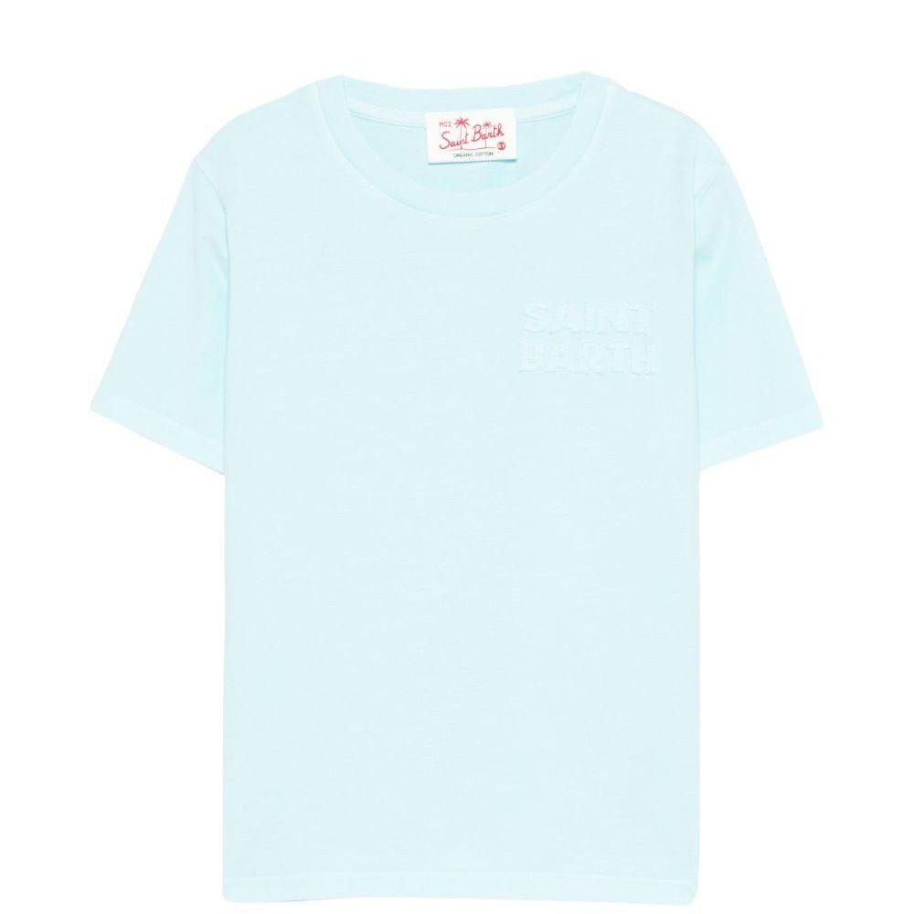 T-shirt per bambino MC2 Saint Barth Kids azzurra con logo goffrato - Rubino Kids