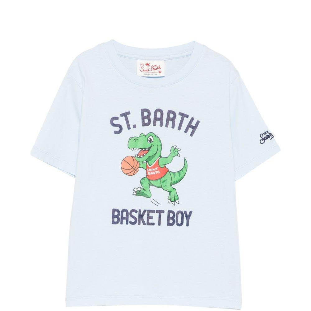 T-shirt per bambino MC2 Saint Barth Kids azzurra con stampa grafica - Rubino Kids