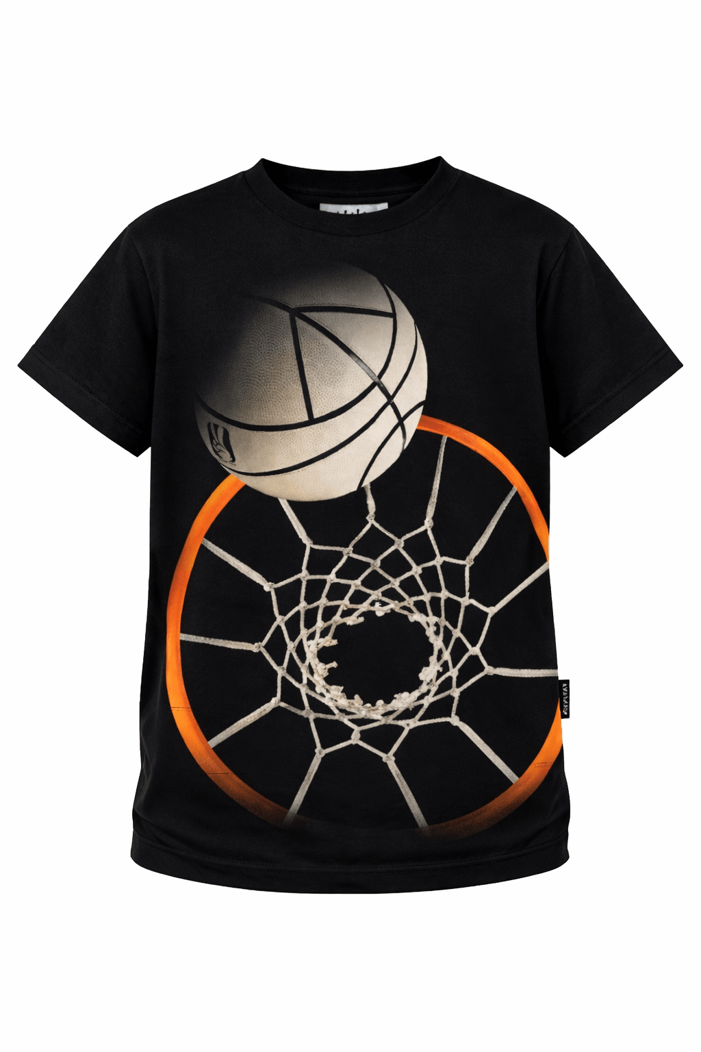T-shirt per bambino Molo nera con stampa grafica stile Basket - Rubino Kids