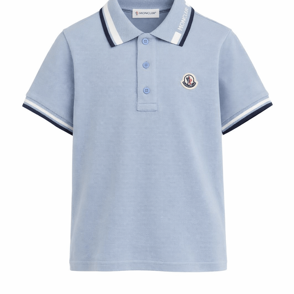 T-shirt per bambino Moncler Enfant azzurro con bordi a contrasto - Rubino Kids