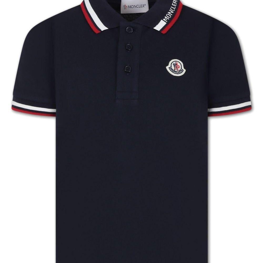 T-shirt per bambino Moncler Enfant blu con colletto stile polo - Rubino Kids