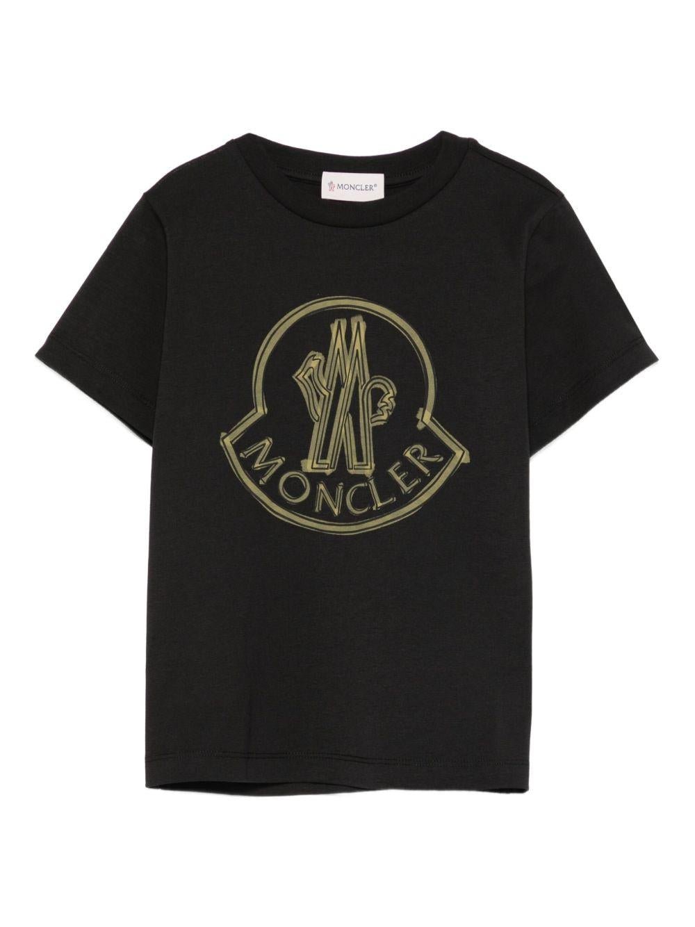 T-shirt per bambino Moncler Enfant nera con logo centrale - Rubino Kids