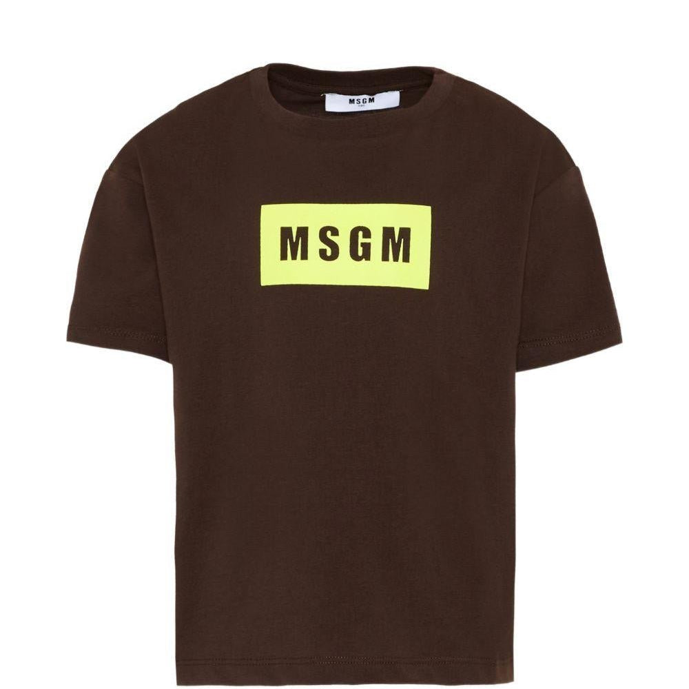 T-shirt per bambino MSGM Kids marrone con stampa logo - Rubino Kids