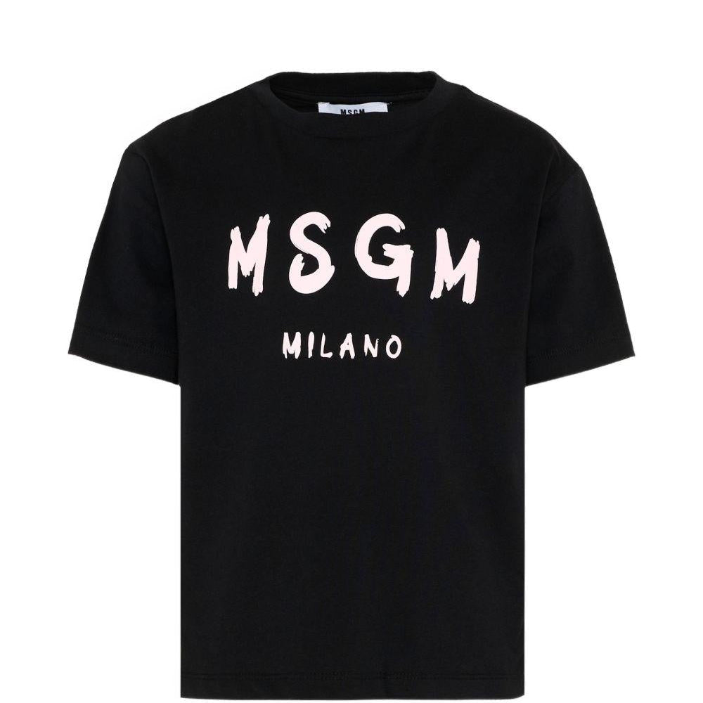 T-shirt per bambino MSGM Kids nera con stampa logo - Rubino Kids