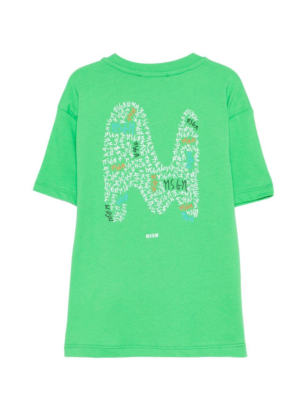 T-shirt per bambino MSGM Kids verde con stampa grafica - Rubino Kids
