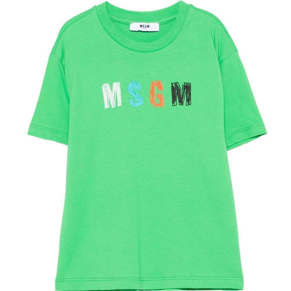 T-shirt per bambino MSGM Kids verde con stampa grafica - Rubino Kids