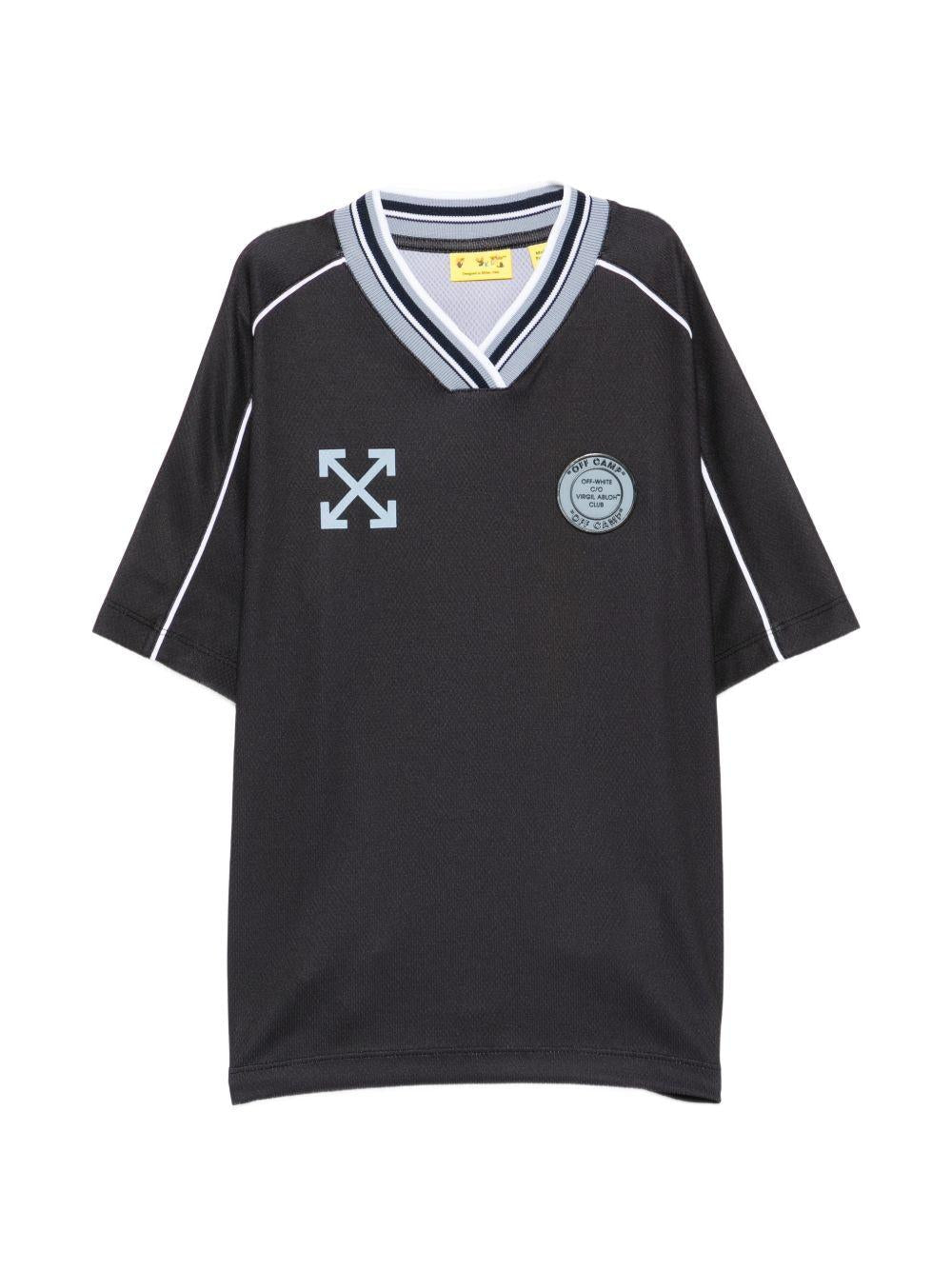 T-shirt per bambino Off - White Kids nera con scollo a V - Rubino Kids