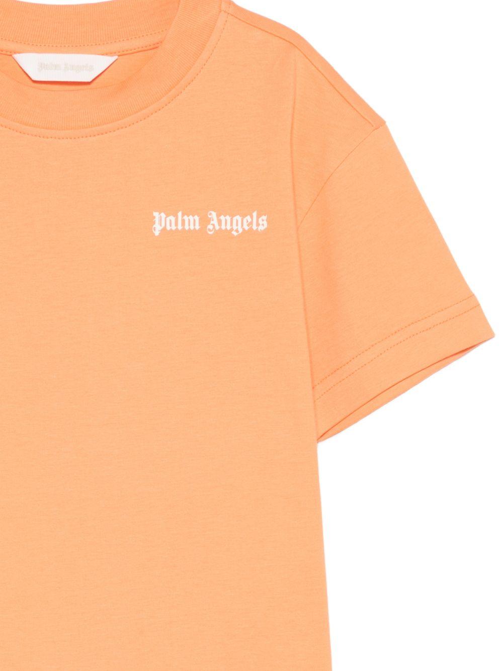 T-shirt per bambino Palm Angels Kids arancione con logo sul davanti - Rubino Kids