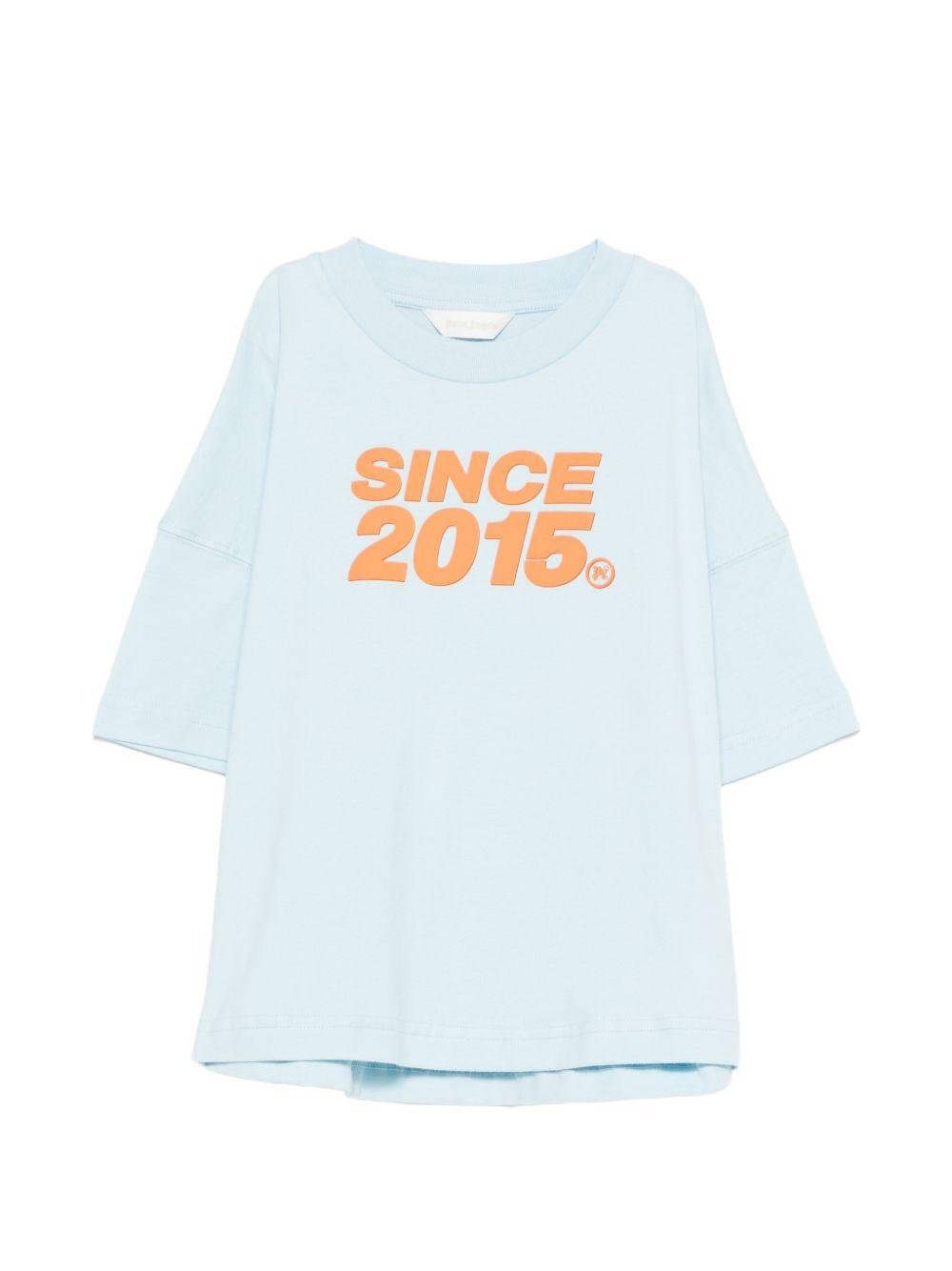 T-shirt per bambino Palm Angels Kids azzurra con stampa grafica sul retro - Rubino Kids