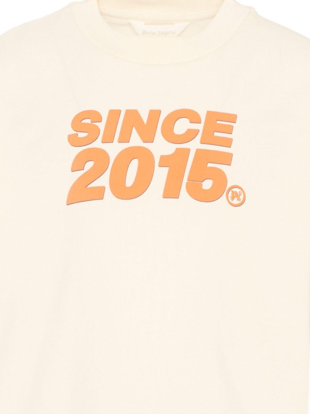 T-shirt per bambino Palm Angels Kids beige con stampa grafica sul retro - Rubino Kids