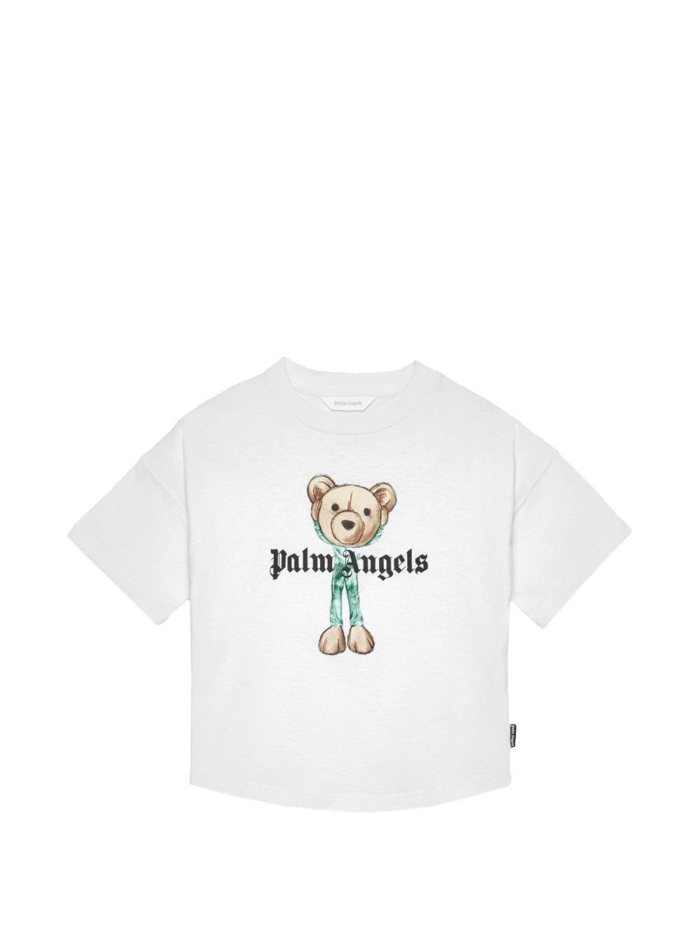 T-shirt per bambino Palm Angels Kids bianca con stampa grafica - Rubino Kids